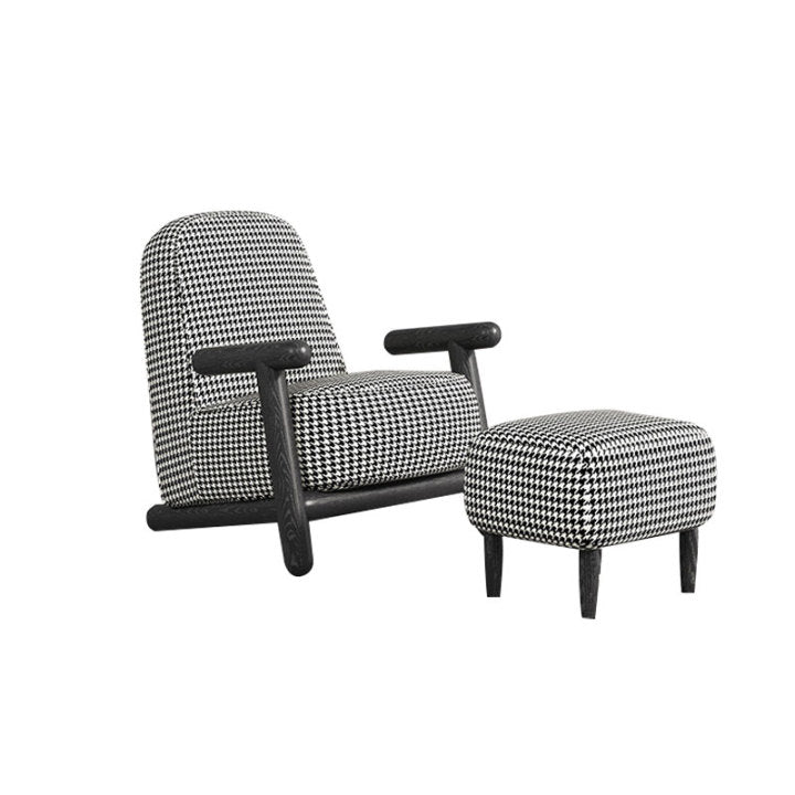 Vibo Valentia Black and White Cloth  Lounge Chair and Ottoman 28.35"D+19.69"D