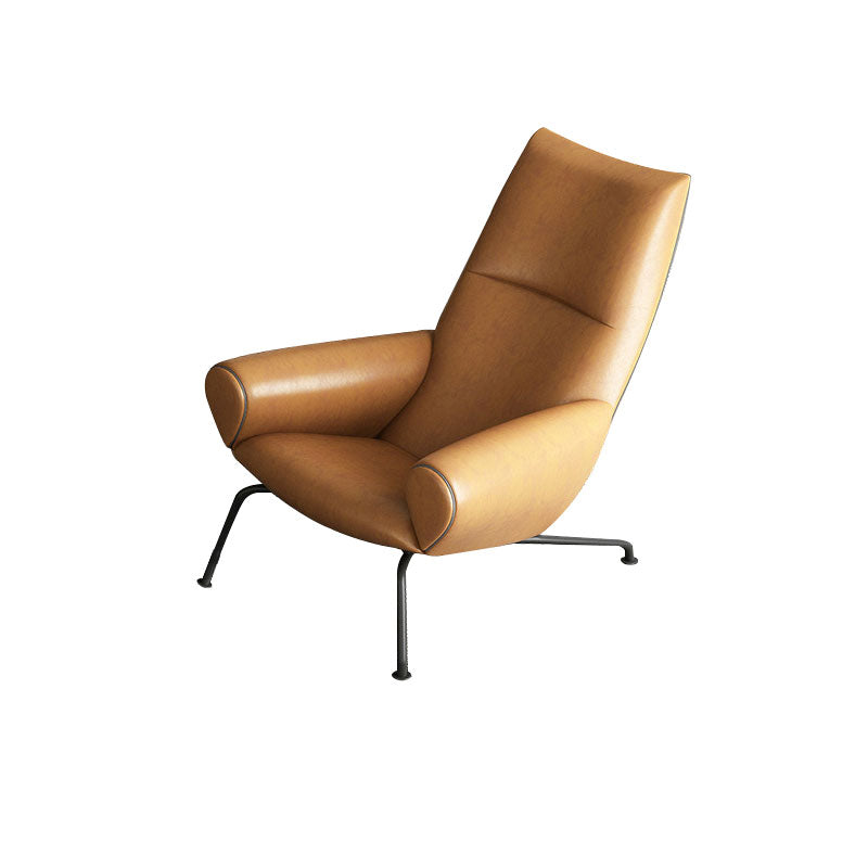 Vibo Valentia Orange Leather  Lounge Chair and Ottoman 36.22"D+27.56"D