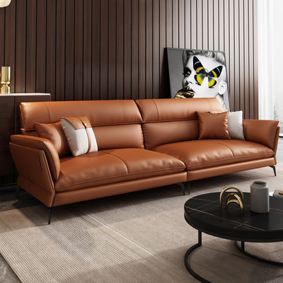 Palau Orange Full-grain leather Office Sofa 86.61"D