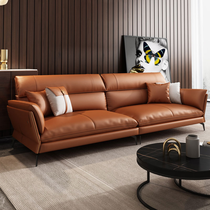 Palau Orange Full-grain leather Office Sofa 86.61"D