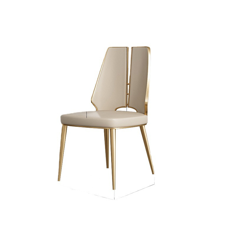 Lodi Champagne+Gold Leather Dining Chair 18.90"D (with 2 chairs)