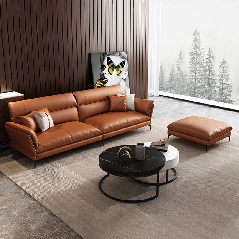 Palau Orange Full-grain leather Office Sofa 86.61"D