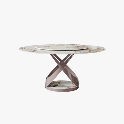 Liguria White Slate Round Dining Table 53.15"D