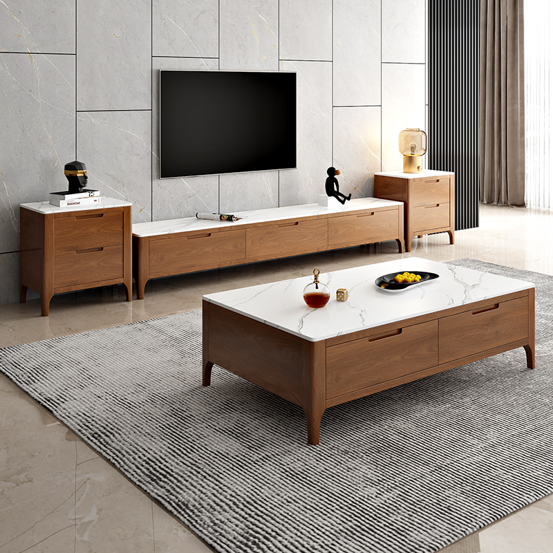 Turin Ash Wood Living Room Sets 78.74"D+51.18"D