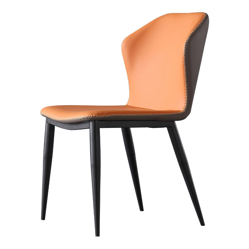 Oristano Orange  Leather Dining Chairs 18.11"D (with 2 chairs)