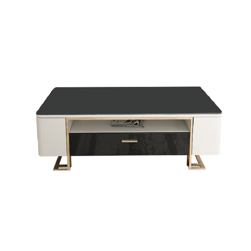 Elba Black and White Coffee Table with Glass Top 51.18"D