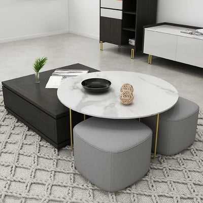 Turin Black and White Coffee Table with Two Sidetables 12.20"D