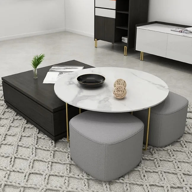 Turin Black and White Coffee Table with Two Sidetables 12.20"D
