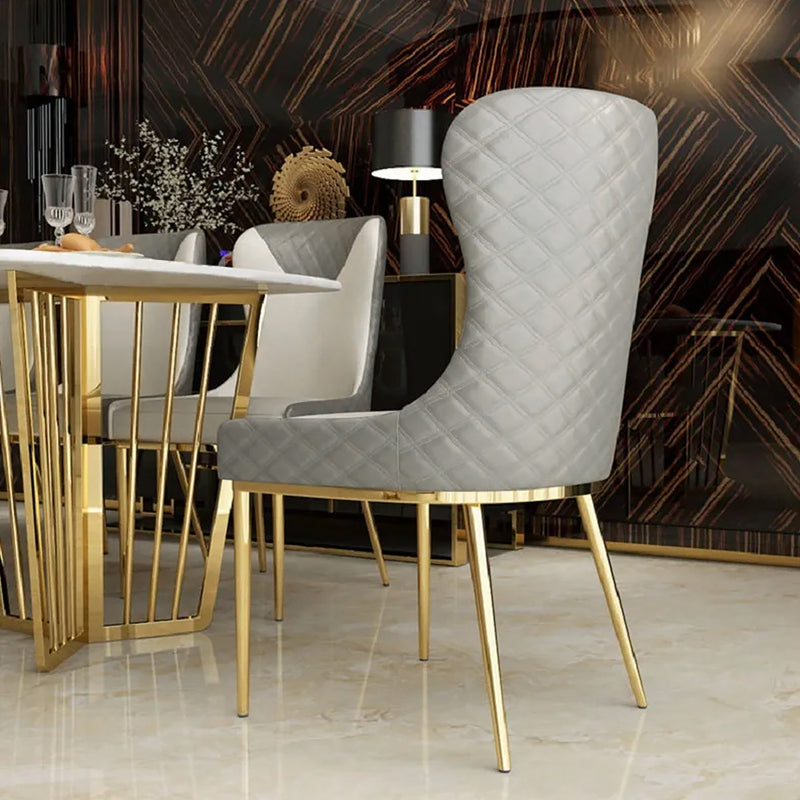 Bologna Beige PU Leather Dining Chair 18.50"D (with 2 chairs)