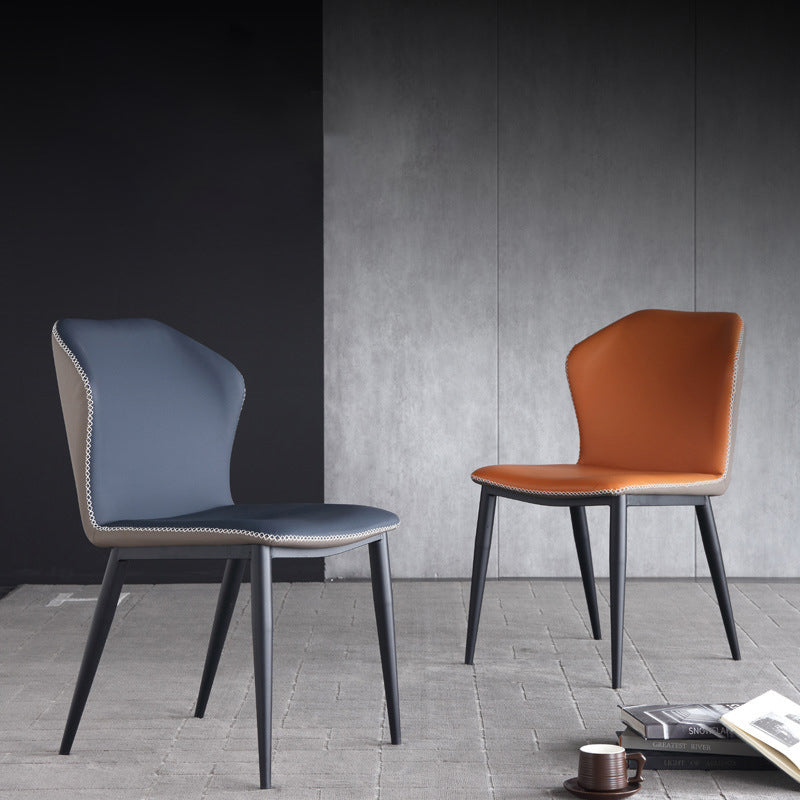 Oristano Orange  Leather Dining Chairs 18.11"D (with 2 chairs)