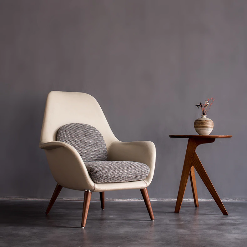 Limena Walnut and Grey Lounge Chair 33.07 "D