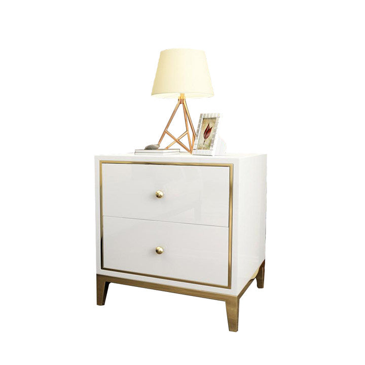 Trieste White Nightstand with Piano Finish 19.68"D