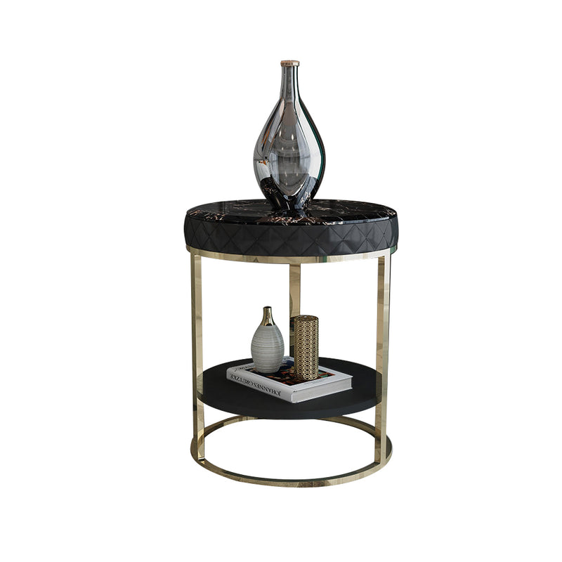 Bergamo Black Marble Side Table 18.90"D