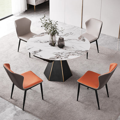 Oristano Orange  Leather Dining Chairs 18.11"D (with 2 chairs)