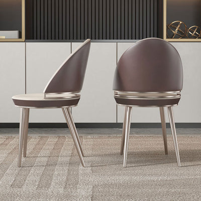 Siderno Beige and Coffee Leather Dining Chair 18.50"D